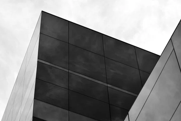 Modern Office Building Wall Made Steel Glass Black White — Stock Photo, Image