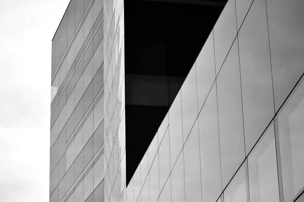 Современная Офисная Стена Стали Стекла Черное Белое — стоковое фото