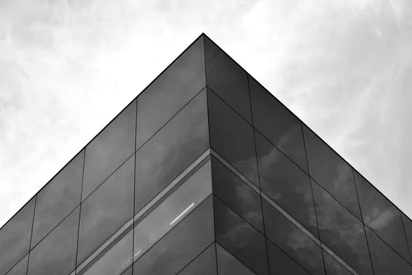 Сучасна Офісна Будівельна Стіна Сталі Скла Чорно Білий — стокове фото