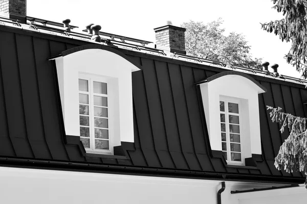 Bâtiments Briques Revitalisés Noir Blanc — Photo