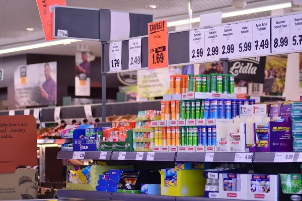 Varsovie Pologne Septembre 2018 Supermarché Intérieur Lidl — Photo