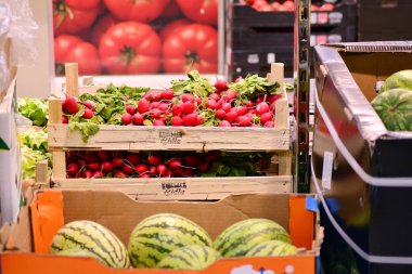 Varşova, Polonya. 3 Eylül 2018. İç süpermarket Lidl. 
