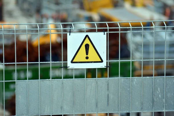 Danger warning sign at a construction site