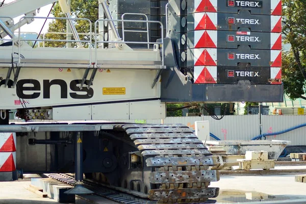 Warschau Polen September 2018 Bouw Van Tweede Metrolijn Kranen Bouwplaats — Stockfoto