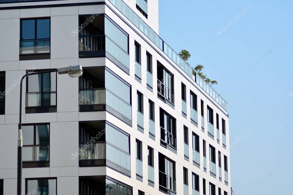 Abstract fragment of contemporary architecture. Residential modern building