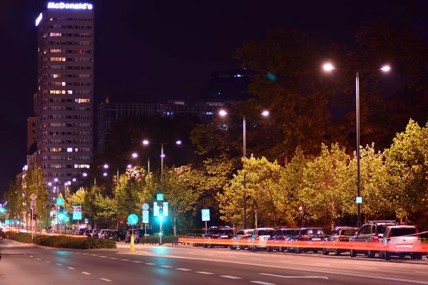 Warsaw Poland September 2018 Night Road Warsaw — Stock Photo, Image