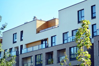  Çağdaş mimarinin soyut parçası. Konut modern bina