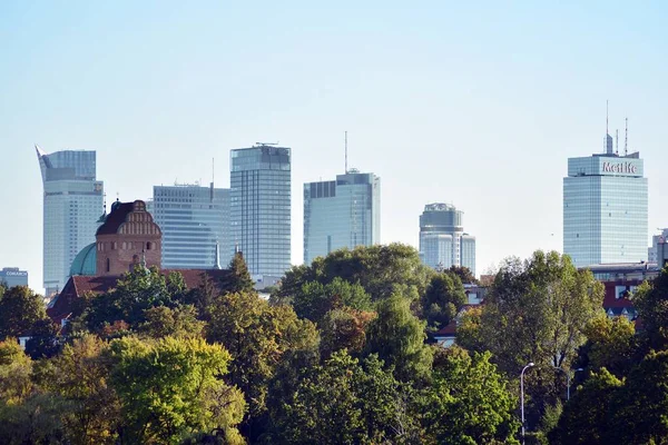 Warsaw Poland September 2018 Panorama Old City Skyscrapers — Stock Photo, Image