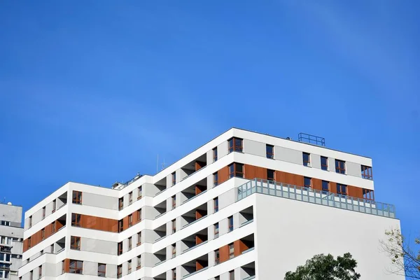 Fragmento Abstrato Arquitetura Contemporânea Residencial Edifício Moderno — Fotografia de Stock