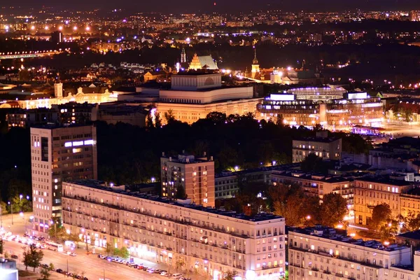 Modern Kontorsbyggnad Natten Nattlampor Staden Kontorsbyggnad Downtown Stadsbilden Visa — Stockfoto