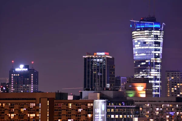 Warszawa Polen September 2018 Flygfoto Över Warszawa Centrala Warszawa Natten — Stockfoto