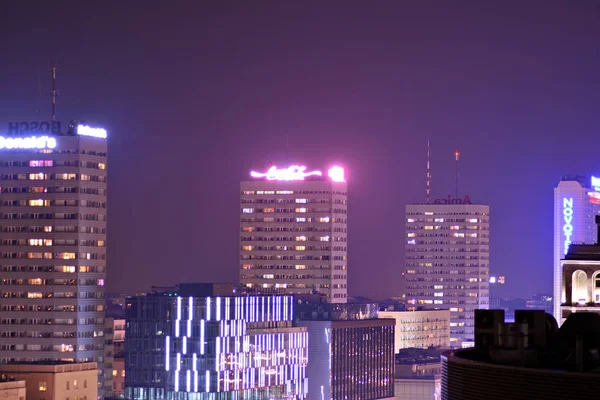 Варшава Польща Вересня 2018 Вид Варшави Центр Міста Варшава Вночі — стокове фото