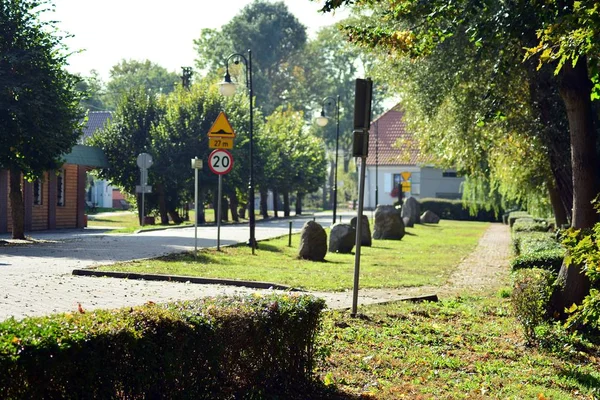 Trzcinsko Zdroj Poland October 2018 Старые Городские Здания Городе Тжинско — стоковое фото