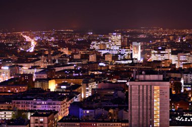 Varşova, Polonya. 30 Ekim 2018. Havadan görünümü Varşova. Gece şehir merkezi Varşova.