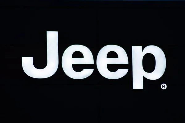 Warsaw Poland November 2018 Sign Jeep Company Signboard Jeep — Stock Photo, Image