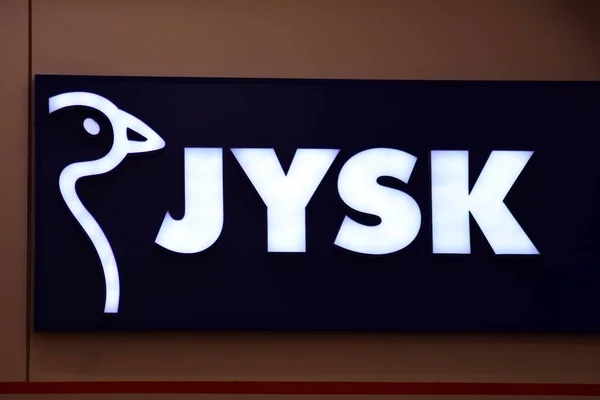 Varsovia Polonia Noviembre 2018 Firma Jysk Letrero Empresa Jysk — Foto de Stock