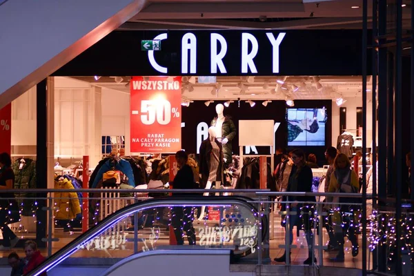 Varsóvia Polónia Novembro 2018 Assina Carry Companhia Tabuleta Carry — Fotografia de Stock