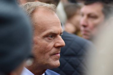 Varşova, Poland.11 Kasım 2018. Donald Tusk Varşova Polands ulusal bağımsızlık günü sırasında mevcut Avrupa Konseyi Başkanı 