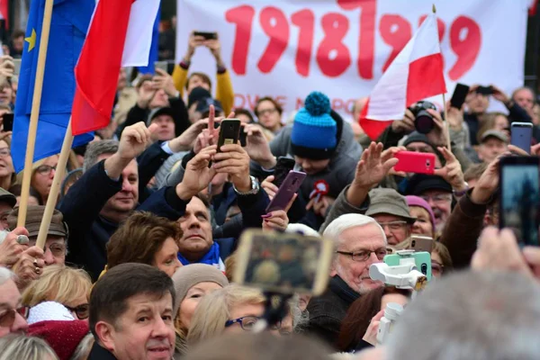 Варшава Польша Ноября 2018 Оппозиция Приветствует Председателя Европейского Совета — стоковое фото