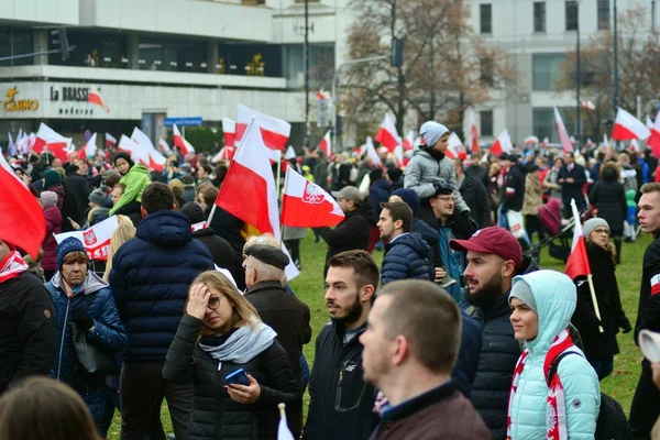 Varsóvia Polónia Novembro 2018 Dia Independência Polónia Comemora Reconquista País — Fotografia de Stock
