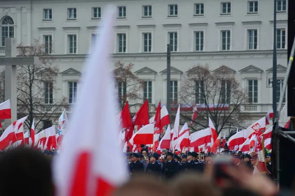 Varsó Poland November 2018 Lengyel Függetlenség Napja Állít Emléket Ország — Stock Fotó