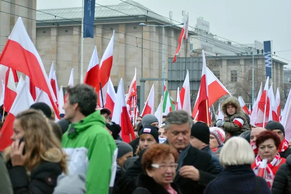 Varsovia Polonia Noviembre 2018 200 000 Personas Participaron Marcha Organizada — Foto de Stock