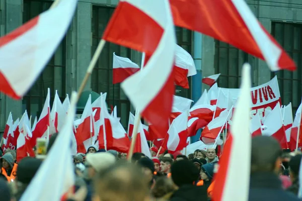 Warsaw Polen November 2018 200 000 Mensen Deelgenomen Aan Maart — Stockfoto