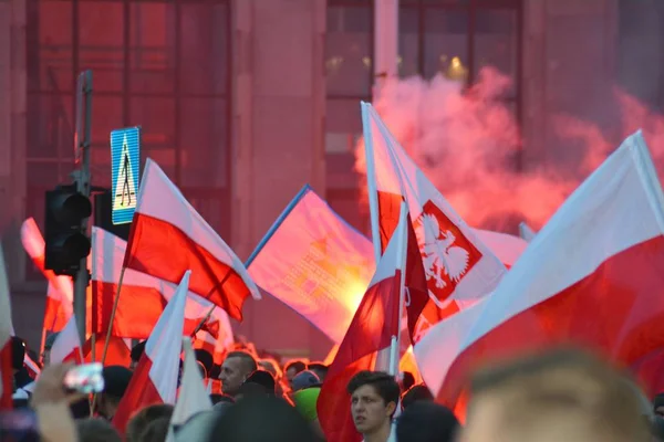 Warsaw Polen November 2018 200 000 Mensen Deelgenomen Aan Maart — Stockfoto