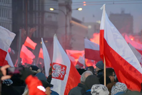 Varsó Lengyelország November 2018 Ban 200 000 Ember Részt Vettek — Stock Fotó