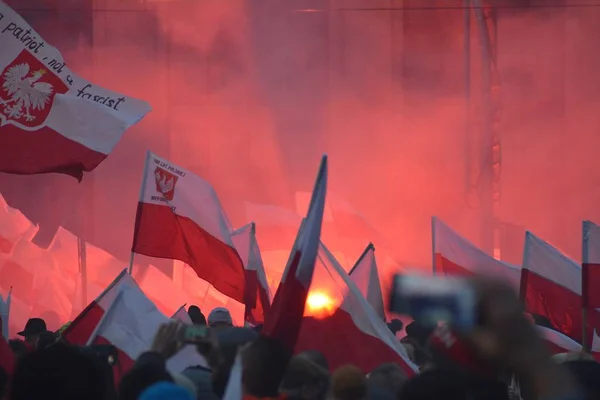 Varsovie Pologne Novembre 2018 200 000 Personnes Ont Participé Marche — Photo