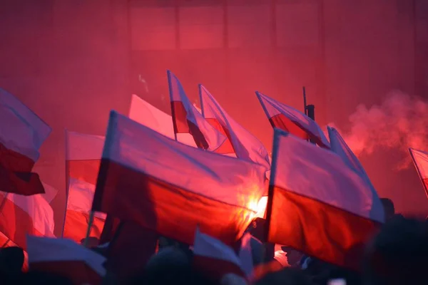 Varsovia Polonia Noviembre 2018 200 000 Personas Participaron Marcha Organizada — Foto de Stock