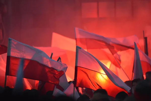 Varsovia Polonia Noviembre 2018 200 000 Personas Participaron Marcha Organizada —  Fotos de Stock