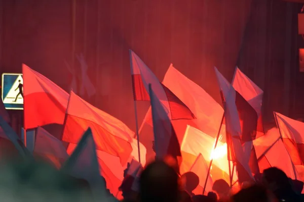 Warszawa Listopada 2018 200 000 Osób Uczestniczył Marszu Organizowanego Przez — Zdjęcie stockowe