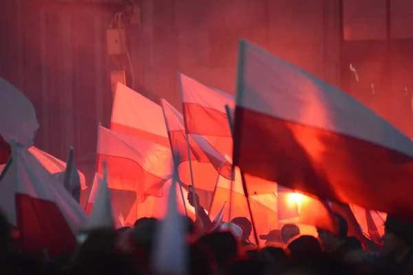 Varsovia Polonia Noviembre 2018 200 000 Personas Participaron Marcha Organizada — Foto de Stock