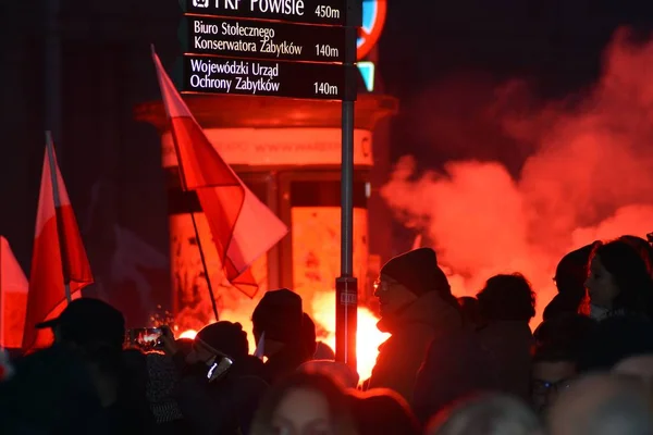 Warszawa Polen November 2018 200 000 Personer Deltog Marschen Anordnades — Stockfoto