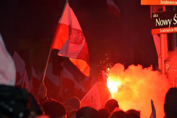 Varsovia Polonia Noviembre 2018 200 000 Personas Participaron Marcha Organizada — Foto de Stock