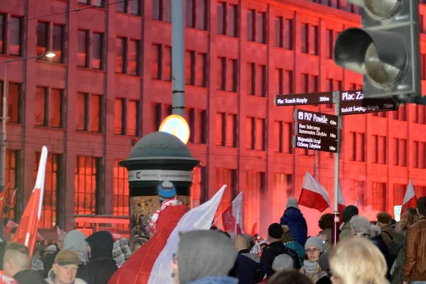 Varsovia Polonia Noviembre 2018 200 000 Personas Participaron Marcha Organizada — Foto de Stock