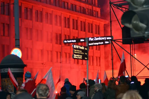 Warszawa Polen November 2018 200 000 Personer Deltog Marschen Anordnades — Stockfoto