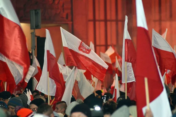 Varsovia Polonia Noviembre 2018 200 000 Personas Participaron Marcha Organizada —  Fotos de Stock