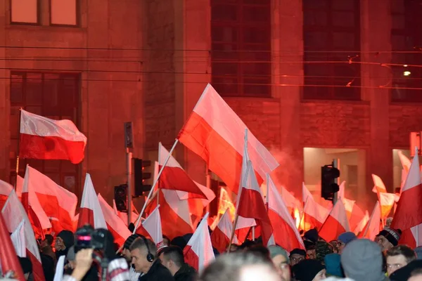 Варшава Польша Ноября 2018 Года 200 000 Человек Приняли Участие — стоковое фото