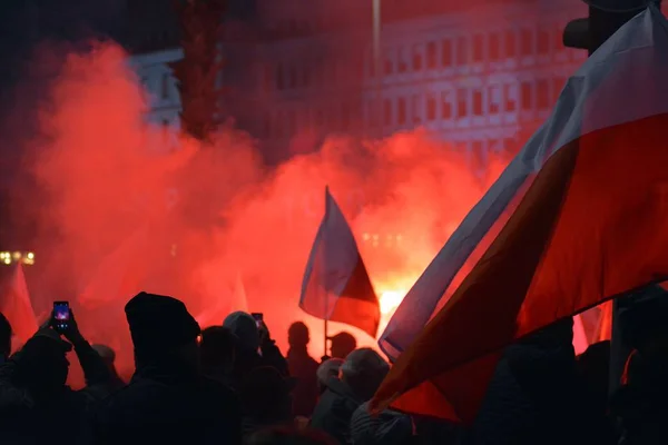 Warsaw Polen November 2018 200 000 Mensen Deelgenomen Aan Maart — Stockfoto