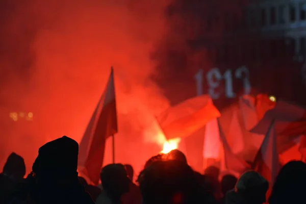 Varsovia Polonia Noviembre 2018 200 000 Personas Participaron Marcha Organizada — Foto de Stock