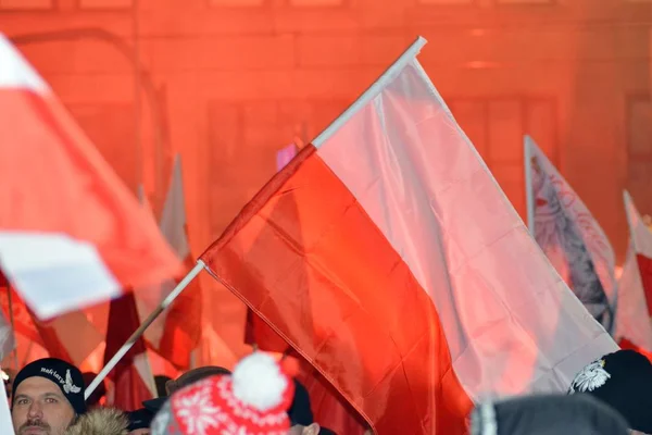 Varsovia Polonia Noviembre 2018 200 000 Personas Participaron Marcha Organizada — Foto de Stock