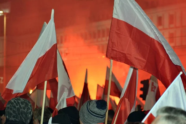 Warsaw Polen November 2018 200 000 Mensen Deelgenomen Aan Maart — Stockfoto