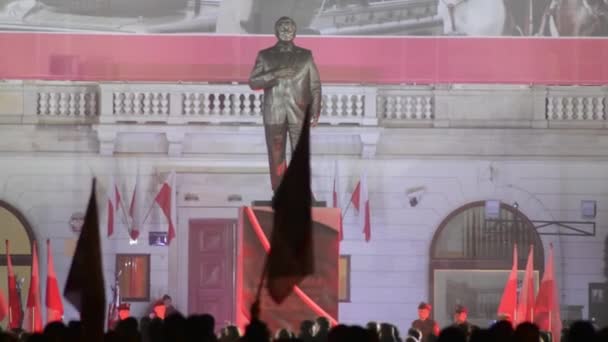 Varsóvia Polónia Novembro 2018 Revelação Monumento Lech Kaczynski Varsóvia — Vídeo de Stock