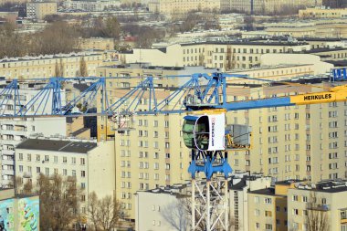 Varşova, Polonya. 28 Kasım 2018. Browary Warszawskie inşaatı. Konut ve büro binaları.