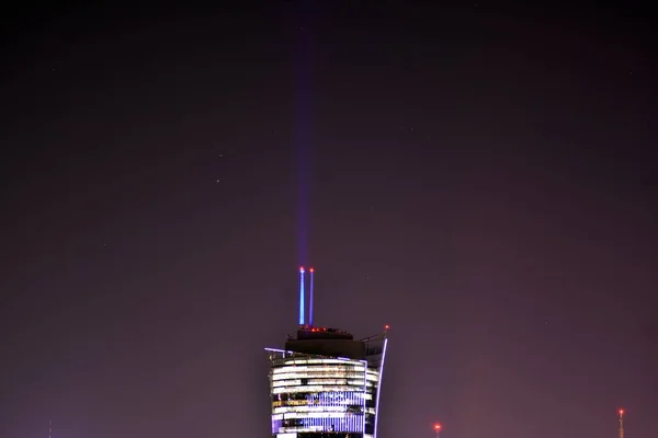 Warszawa Polen November 2018 Flygfoto Över Warszawa Centrala Warszawa Natten — Stockfoto