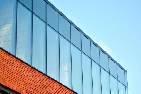 Fragmento Fachada Moderno Edificio Oficinas Exterior Pared Cristal Con Textura —  Fotos de Stock