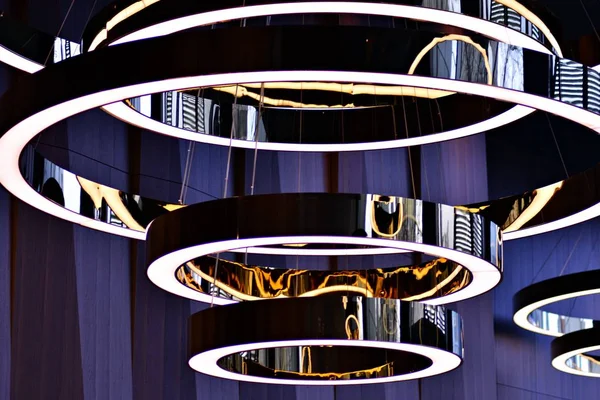 Abstrakta Interiör Fragment Stiliserade Belysning Med Modern Led Lampor — Stockfoto