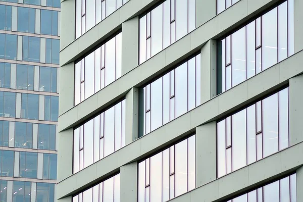 Fragmento Fachada Edifício Escritórios Moderno Exterior Parede Vidro Com Textura — Fotografia de Stock